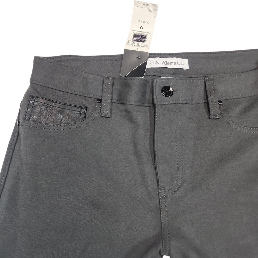 Calvin Klein Gray Slim Straight Mid Rise Jeans Womens 12 NWT‎ 32x31